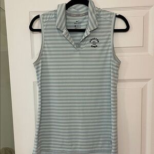 Nike Light Blue and White Striped Golf Polo